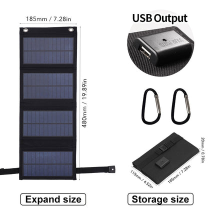 🌞⚡SolarPack Charge™ - ソーラーチャージャー折りたたみ式 5V 20W USB出力 キャンプ用🌞⚡