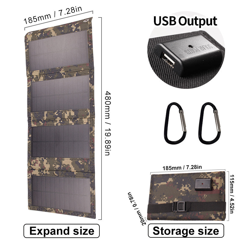 🌞⚡SolarPack Charge™ - ソーラーチャージャー折りたたみ式 5V 20W USB出力 キャンプ用🌞⚡