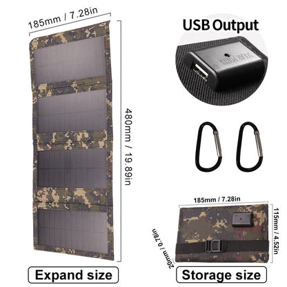 🌞⚡SolarPack Charge™ - ソーラーチャージャー折りたたみ式 5V 20W USB出力 キャンプ用🌞⚡